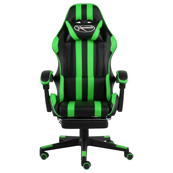 vidaXL Gamingstol med fotstöd svart och grön konstläder Grön