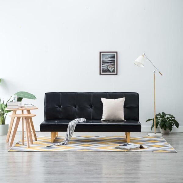 vidaXL Bäddsoffa konstläder svart Svart