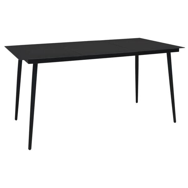 vidaXL Trädgårdsbord svart 190x90x74 cm stål och glas Svart