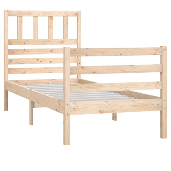 vidaXL Sängram massivt trä 75x190 cm Brun