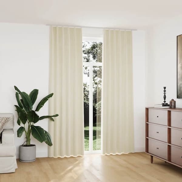 vidaXL Mörkläggningsgardiner 2 st m. krokar sammet gräddvit 140x245 cm Creme