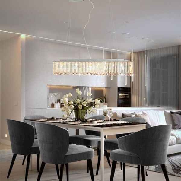 vidaXL Taklampa med kristallpärlor silver 104 cm E14 Silver