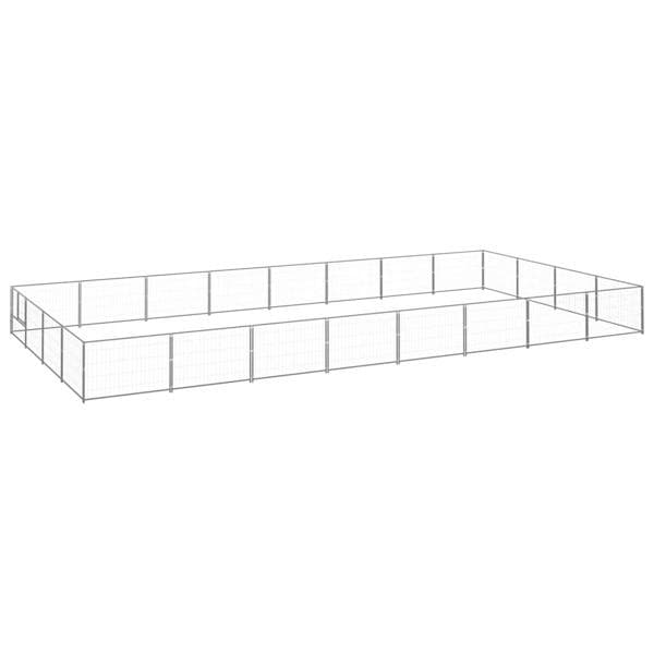vidaXL Hundgård silver 32 m² stål Silver