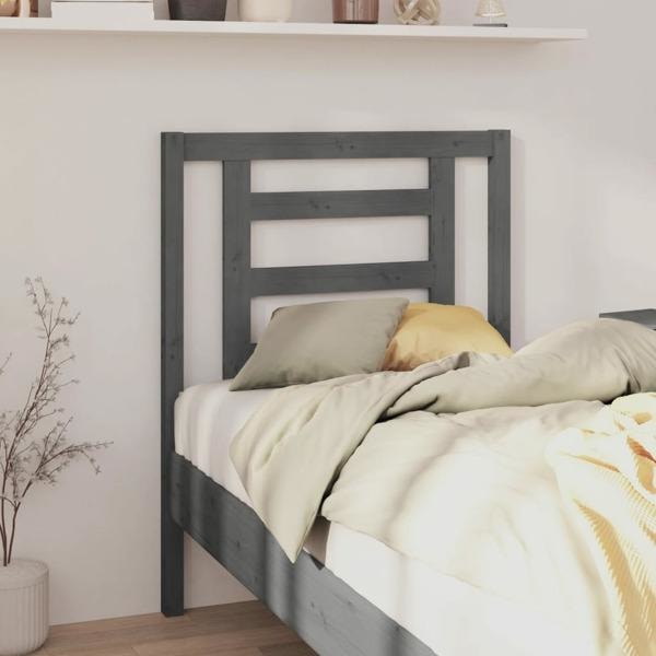 vidaXL Sänggavel grå 81x4x100 cm massiv furu Grå