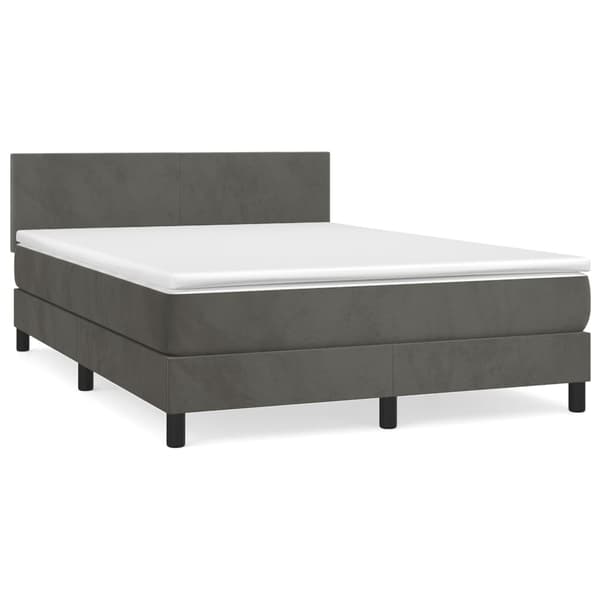 vidaXL Ramsäng med madrass mörkgrå 140x200 cm sammet Grå