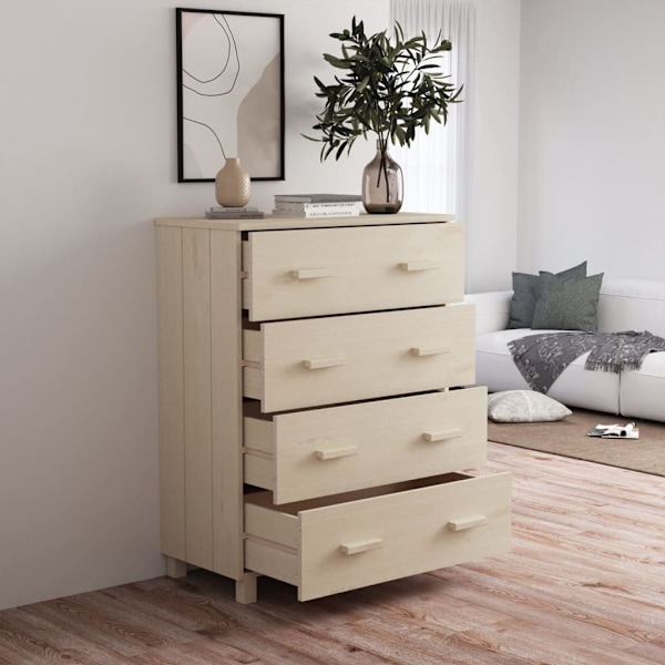 vidaXL Byrå HAMAR honungsbrun 79x40x103,5 cm massiv furu Brun