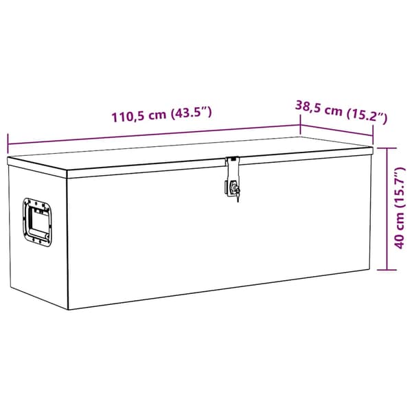 vidaXL Förvaringslåda aluminium 110,5x38,5x40 cm silver Silver