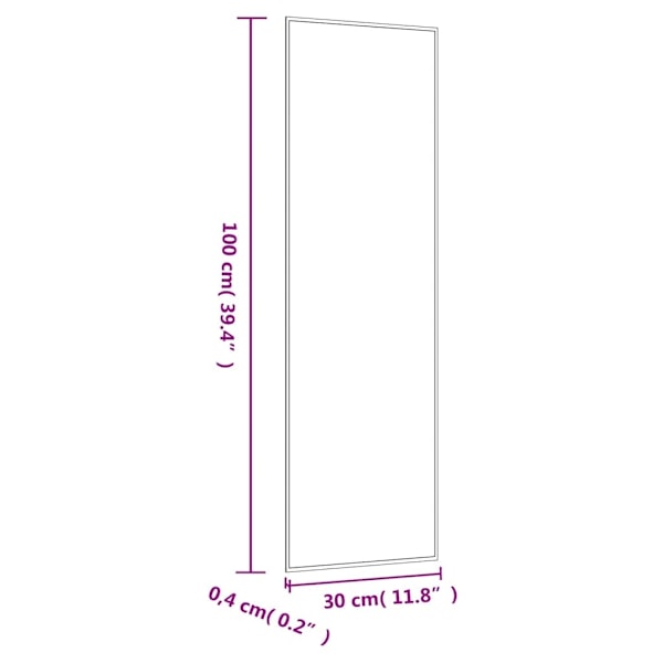vidaXL Väggspegel 30x100 cm glas rektangulär Silver