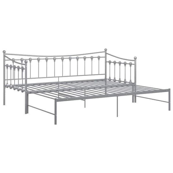 vidaXL Utdragbar sängram bäddsoffa grå metall 90x200 cm grå