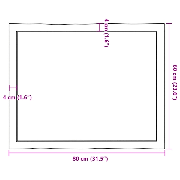 vidaXL Bordsskiva mörkbrun 80x60x(2-6) cm massivt trä levande kant Brun
