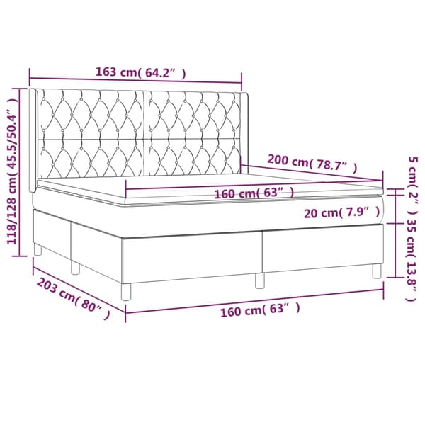 vidaXL Ramsäng med madrass mörkgrön 160x200 cm sammet Grön