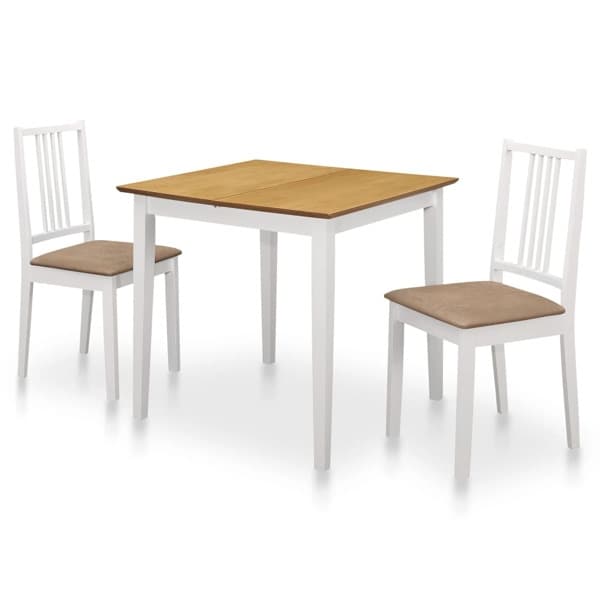 vidaXL Matgrupp 3 delar MDF vit Vit