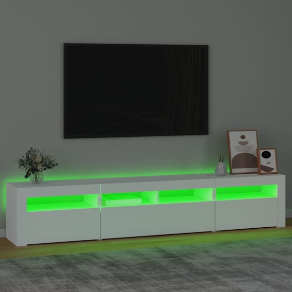 vidaXL Tv-bänk med LED-belysning vit 210x35x40 cm Vit
