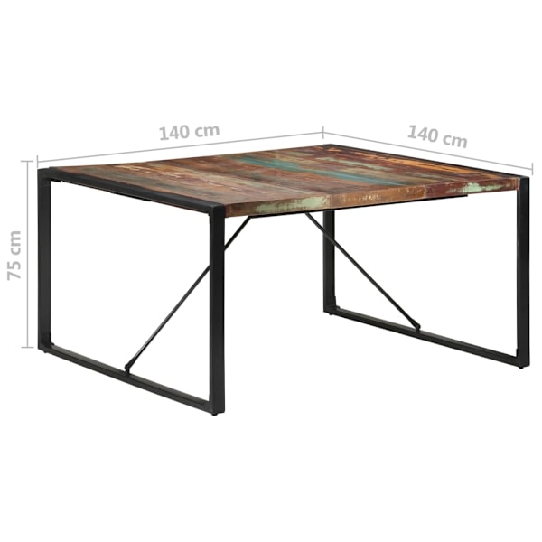vidaXL Matbord 140x140x75 cm massivt återvunnet trä multifärg
