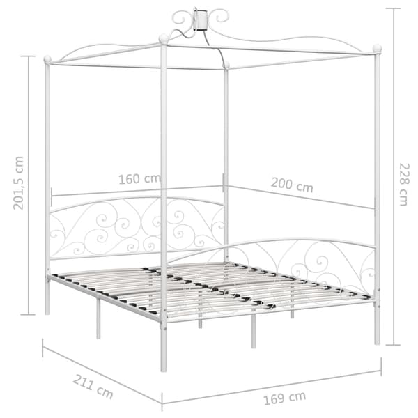 vidaXL Himmelsäng vit metall 160x200 cm Vit