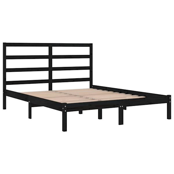 vidaXL Sängram svart massiv furu 120x200 cm Svart