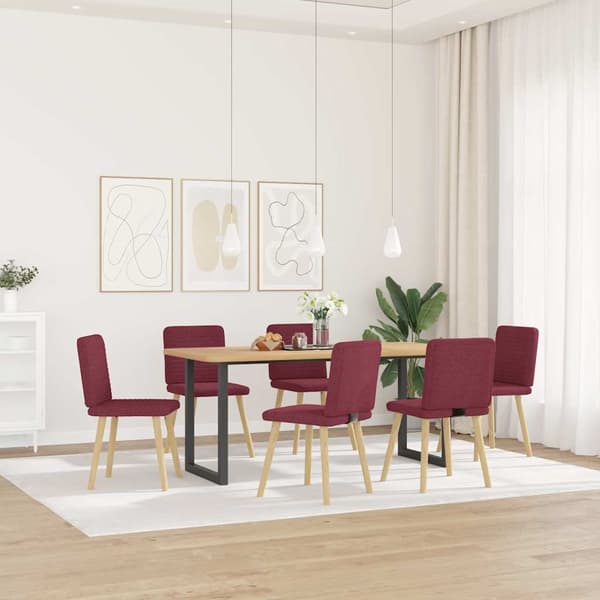 vidaXL Matstolar 6 st vinröd tyg Röd