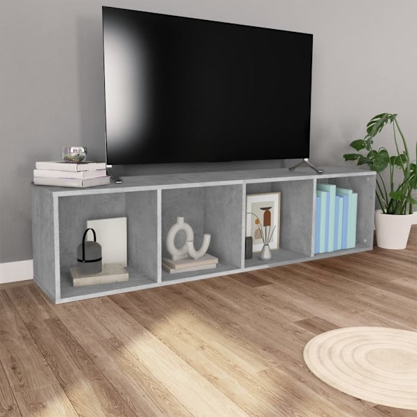 vidaXL Bokhylla/tv-bänk betonggrå 36x30x143 cm konstruerat trä grå