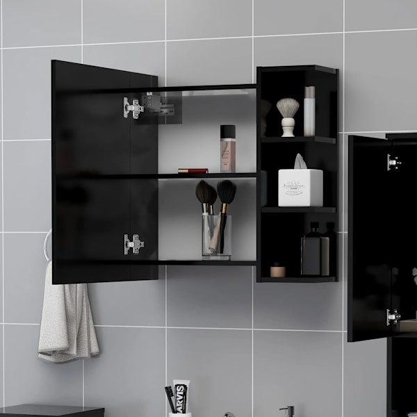vidaXL Spegelskåp för badrum svart 62,5x20,5x64 cm konstruerat trä Svart