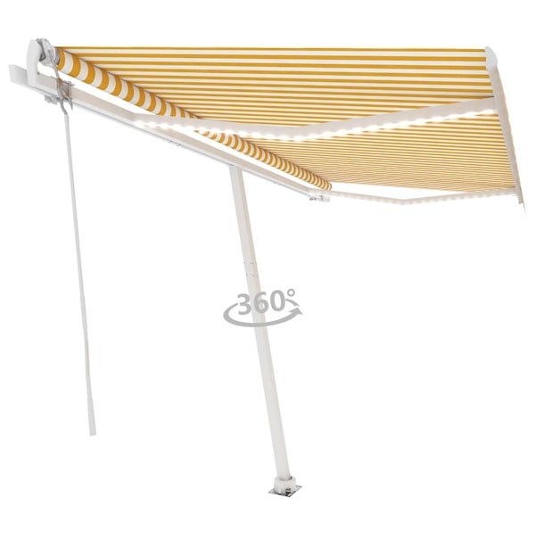 vidaXL Automatisk markis med vindsensor & LED 400x300 cm gul/vit Gul