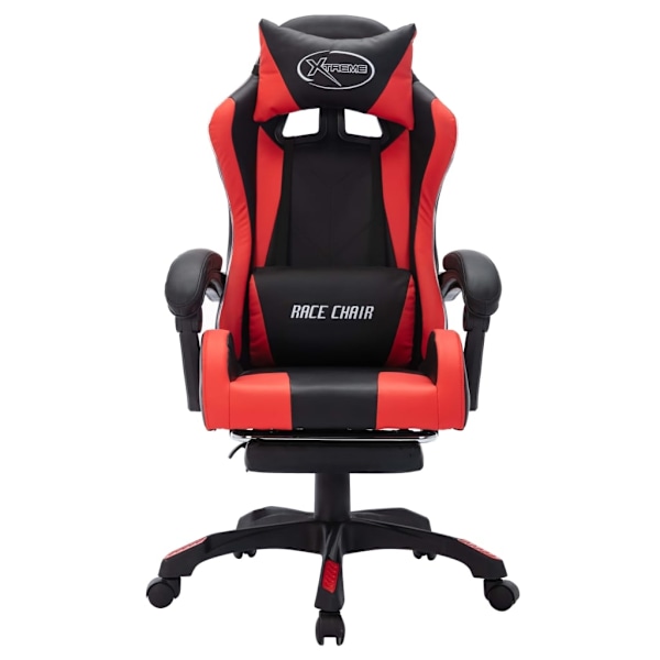 vidaXL Gamingstol med RGB LED-lampor röd och svart konstläder multifärg