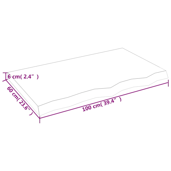 vidaXL Vägghylla ljusbrun 100x60x(2-6) cm behandlad massiv ek Brun