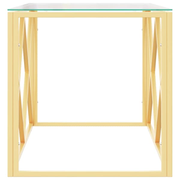 vidaXL Soffbord 110x45x45 cm rostfritt stål och glas Guld