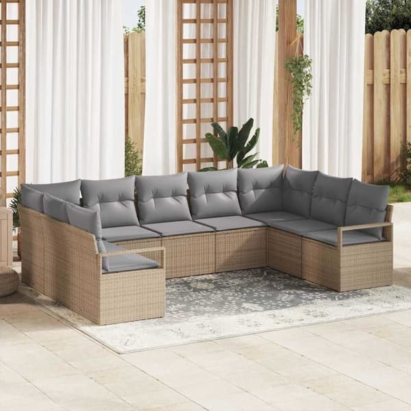vidaXL Soffset 9 st Beige konstrotting Beige