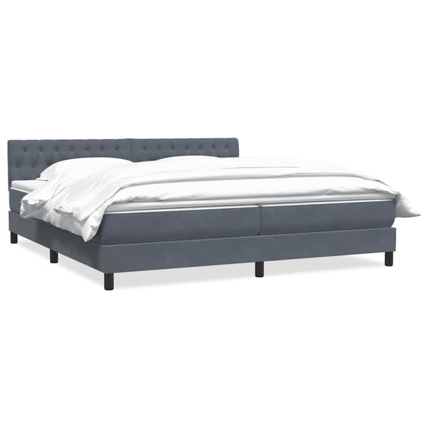 vidaXL Ramsäng med madrass mörkgrå 180x210 cm sammet Grå