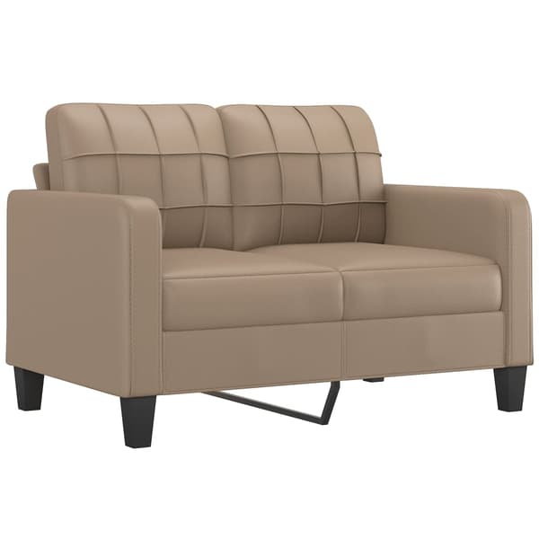vidaXL 2-sits soffa med prydnadskuddar cappuccino 120 cm konstläder Brun
