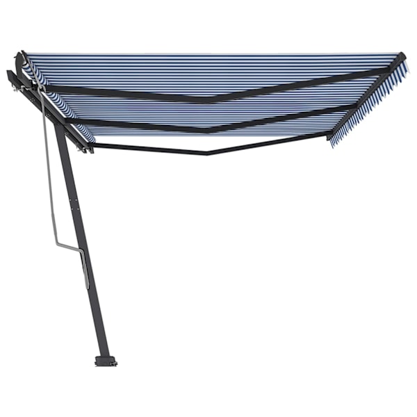 vidaXL Fristående markis manuellt infällbar 600x350 cm blå/vit Blå