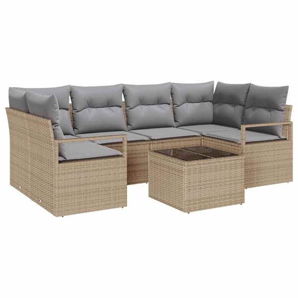vidaXL Soffset med kudde 7 pcs Beige och Grå konstrotting Beige