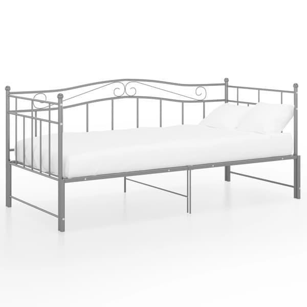 vidaXL Utdragbar sängram bäddsoffa grå metall 90x200 cm grå