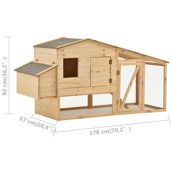 vidaXL Hönsbur massiv fru 178x67x92 cm Brun