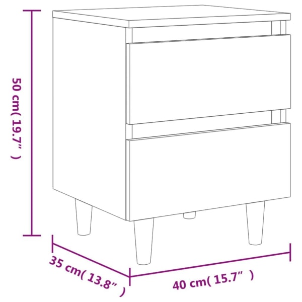 vidaXL Sängbord med massiva furuben betonggrå 40x35x50 cm grå