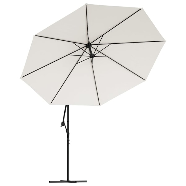 vidaXL Frihängande parasoll med LED metallstång 350 cm sand Beige