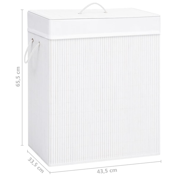 vidaXL Tvättkorg bambu med 1 sektion vit 83 L Vit