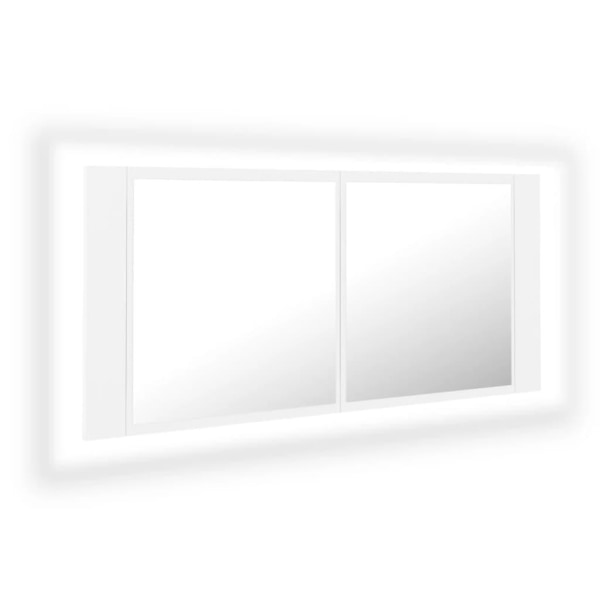 vidaXL Spegelskåp med LED svart 100x12x45 cm akryl Vit