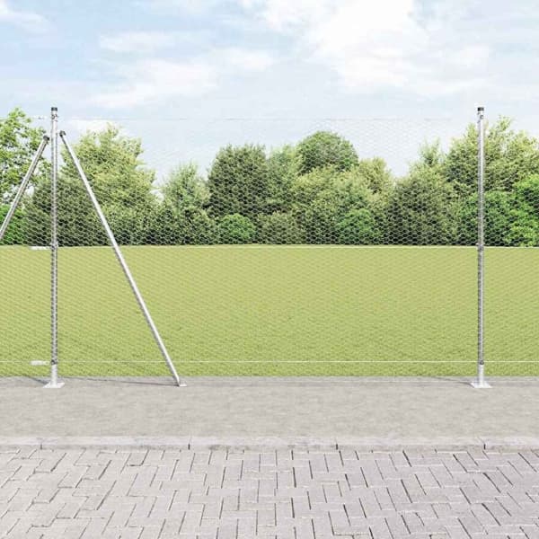 vidaXL Hexagonal stängsel med betongfundament 100 x 1,5 m Silver Mesh Silver