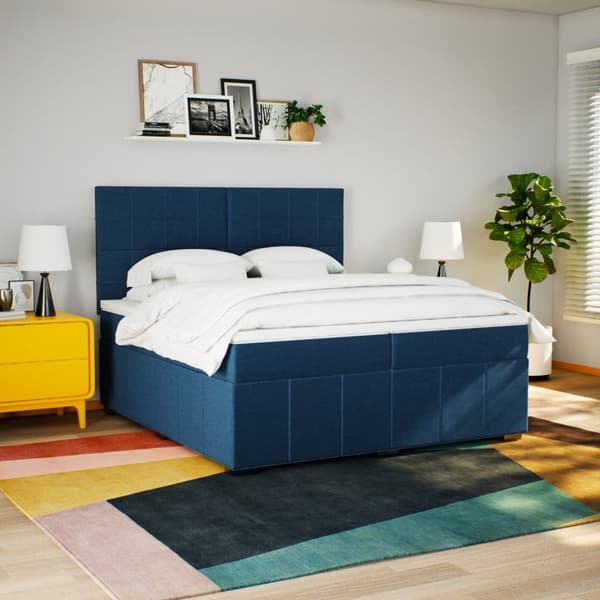 vidaXL Ramsäng med madrass blå 200x200 cm tyg Blå