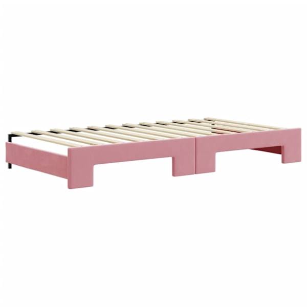vidaXL Dagbädd utdragbar med lådor rosa 100x200 cm sammet Rosa