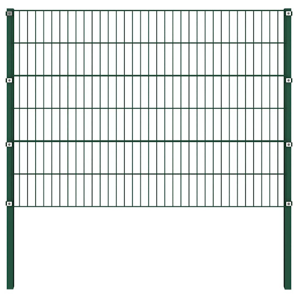 vidaXL Stängselpanel med stolpar järn 10,2x1,2 m grön Grön