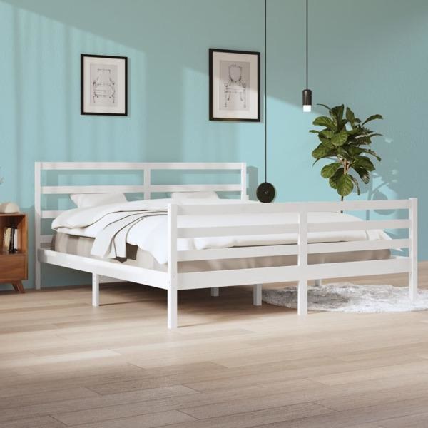 vidaXL Sängram vit massiv furu 200x200 cm Vit