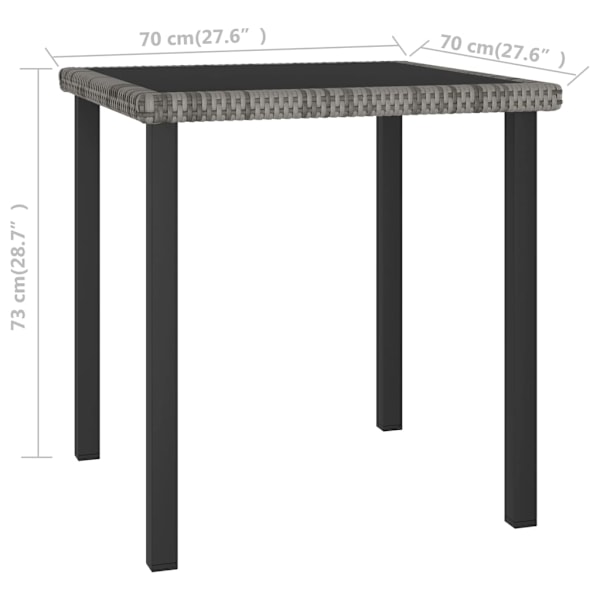 vidaXL Trädgårdsbord grå 70x70x73 cm konstrotting grå
