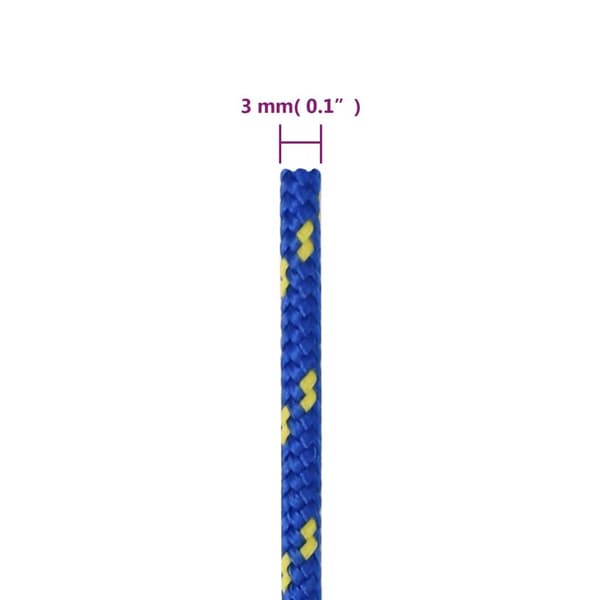vidaXL Båtlina blå 3 mm 100 m polypropen
