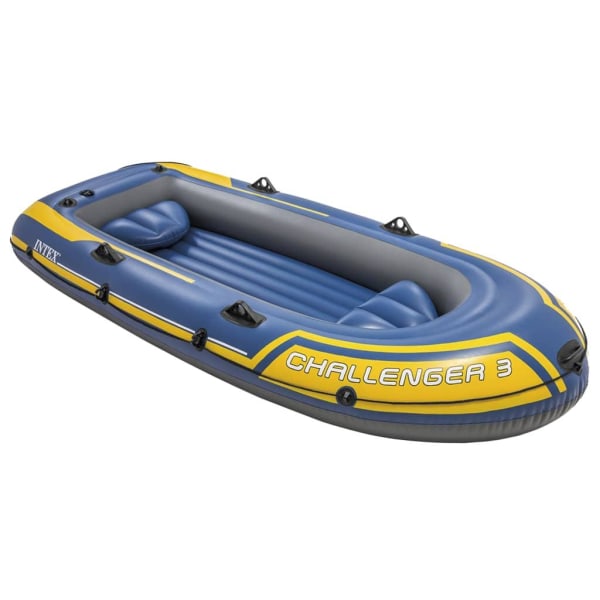 INTEX Uppblåsbar båt Challenger 3 med båtmotor och fäste multifärg