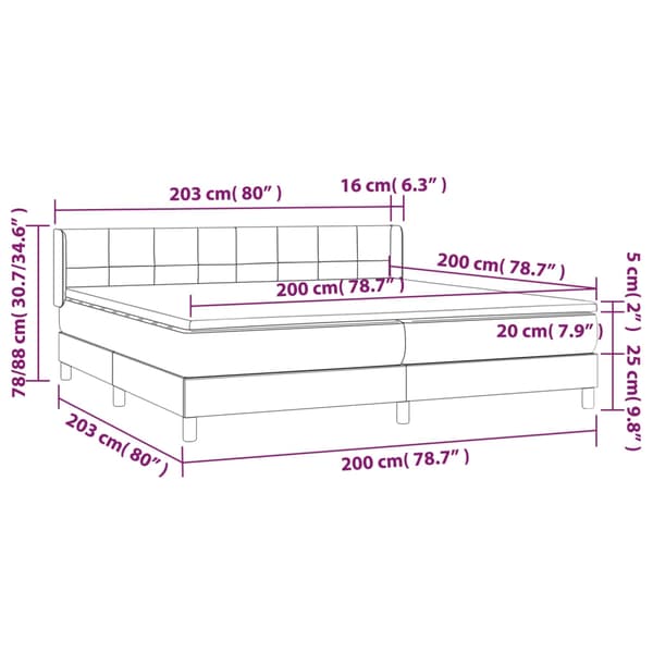 vidaXL Ramsäng med madrass ljusgrå 200x200 cm sammet Grå