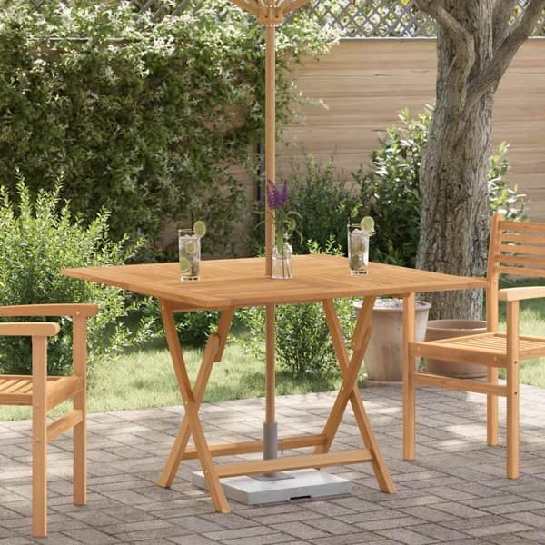 vidaXL Hopfällbart trädgårdsbord 110x110x75 cm massiv teak Brun