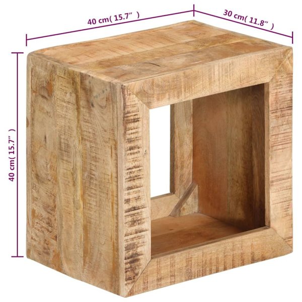 vidaXL Pall 40x30x40 cm massivt mangoträ Brun