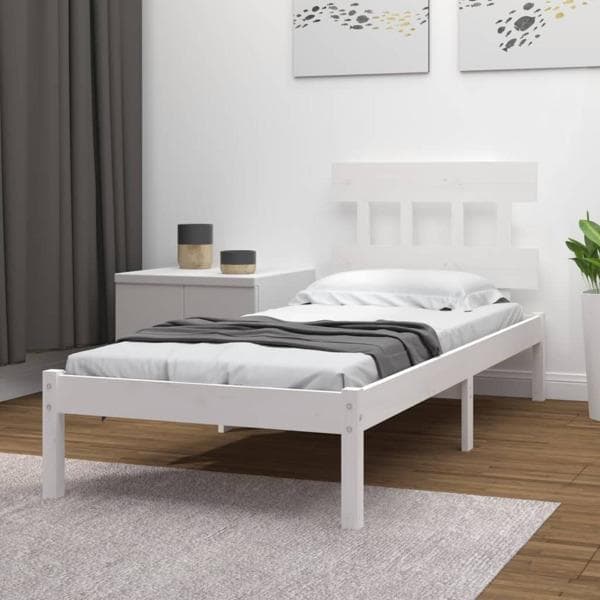 vidaXL Sängram vit massivt trä 100x200 cm Vit